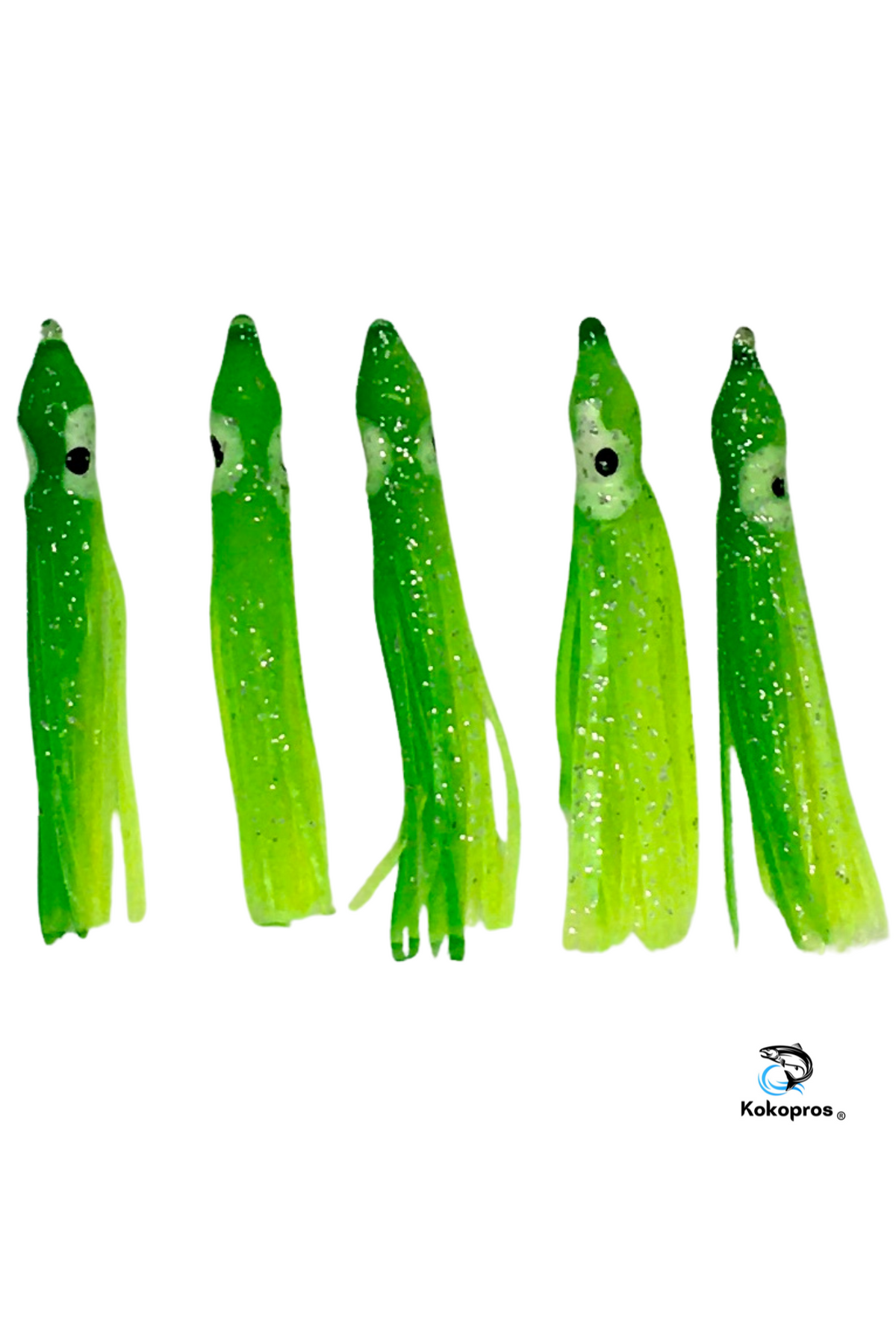 KOKOPROS® green chartreuse squid skirts, 6 cm, 5-pack
