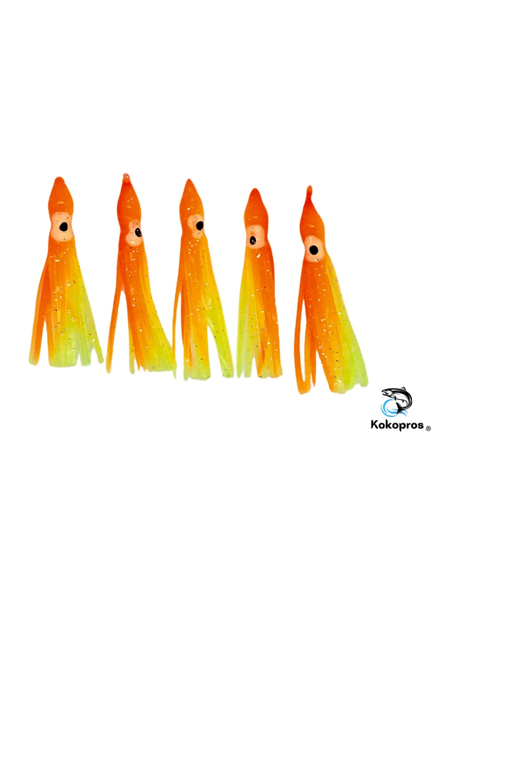 KOKOPROS® orange chartreuse squid skirts, 6 cm, 5-pack, alternate view