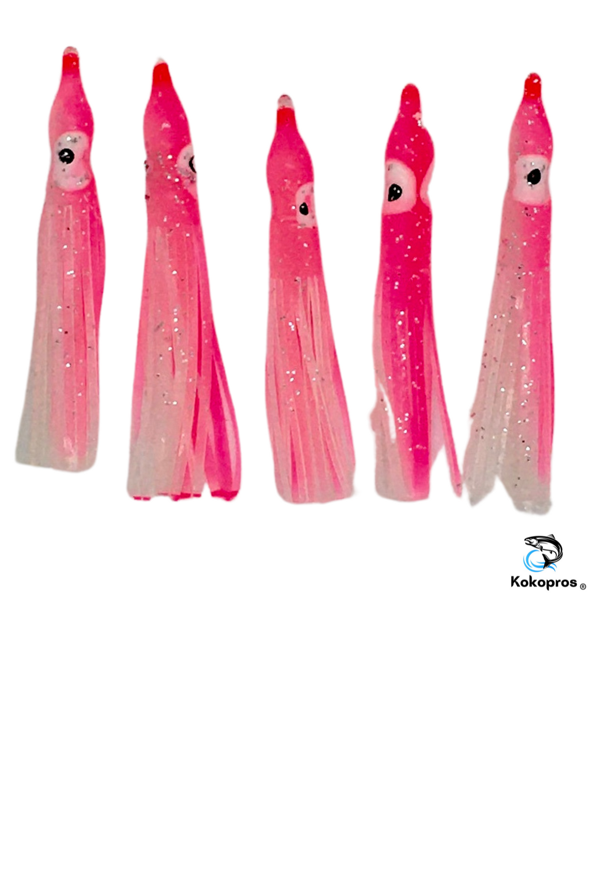 KOKOPROS® pink and white squid skirts, 6 cm, 5-pack
