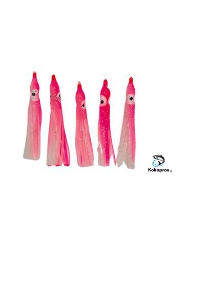 Squid skirts - KOKOPROS® Regular 6 cm Pink and White Squid Skirts (5-PACK)