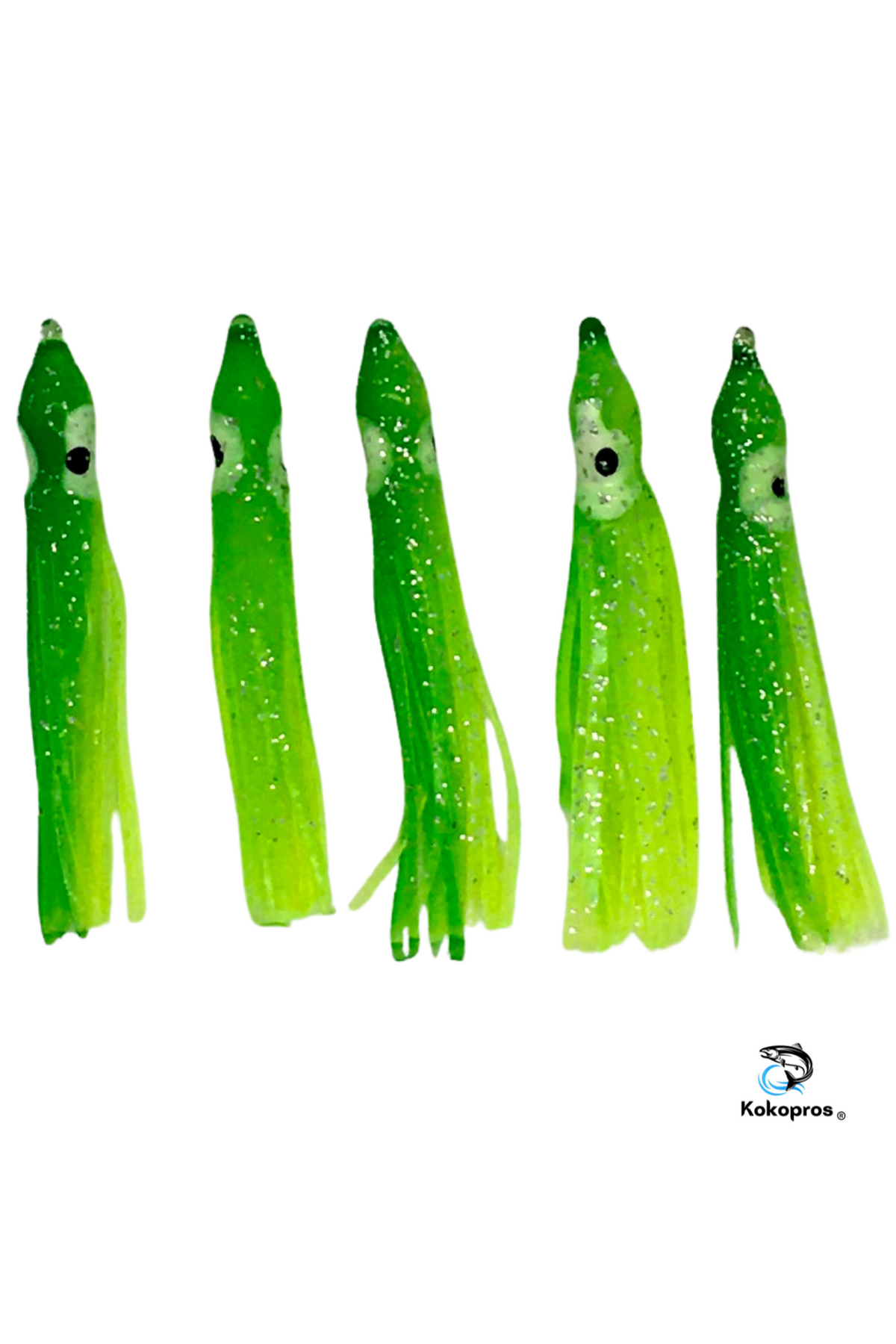 KOKOPROS® green chartreuse squid skirts, 6 cm, 5-pack, five skirts