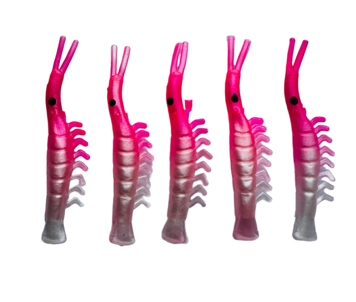 KOKOPROS® UV micro shrimp #03, Pink and White, nickel spinner blade, five shrimp