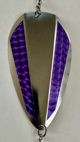 Jet Dodger - Kokopros Silver Jet Dodger with Reflective  Bright Purple Sidebars-