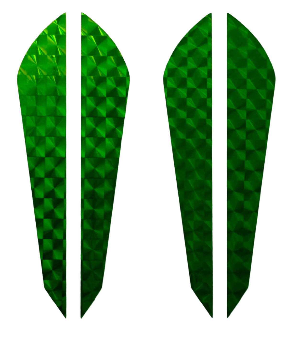 KOKOPROS® bright green reflective sidebar stickers for jet dodgers, twin pack, alternate view