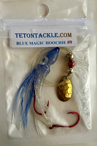 Hoochie - Blue Magic #9  Luminous Octopus Hoochie with Brass Spinner Blade- 6cm