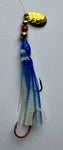 LUMINOUS Hoochie 6cm -Blue Magic #9 with Brass Spinner Blade- One Great Hoochie