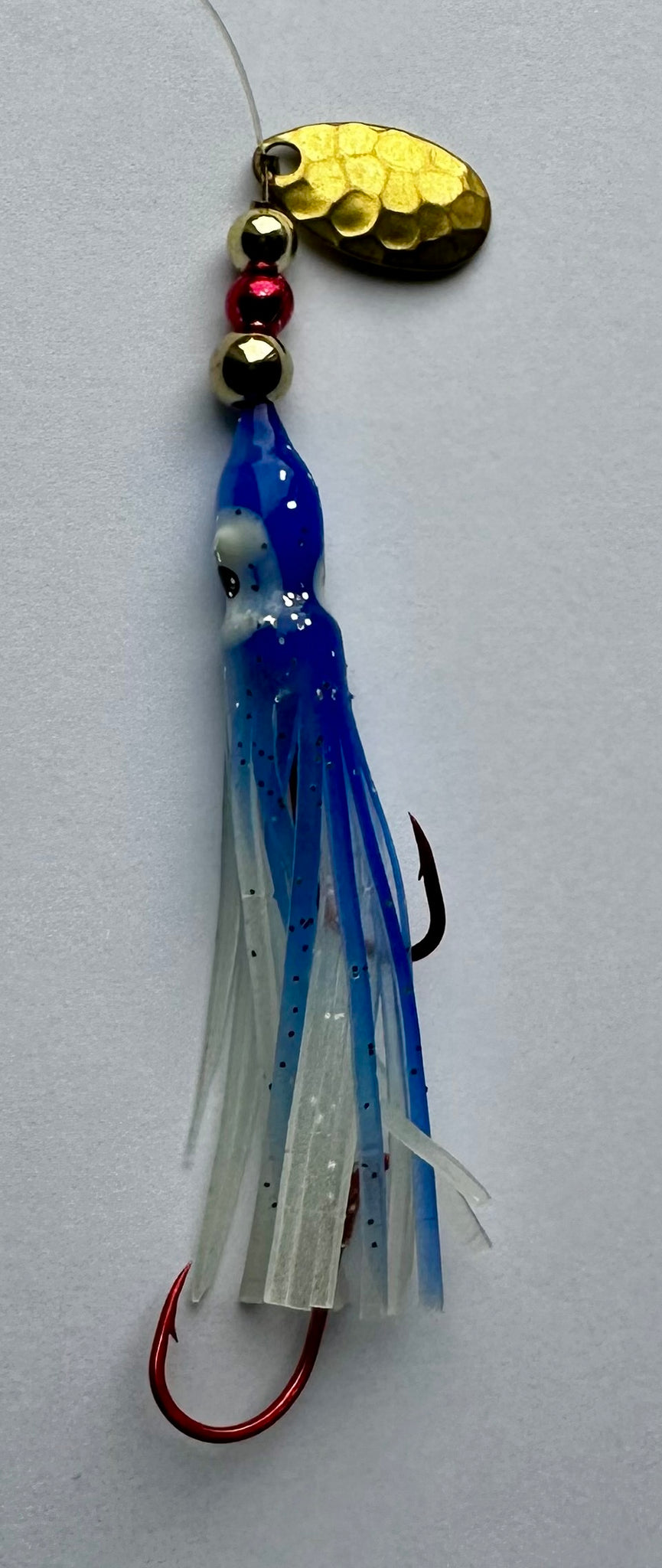 Hoochie - Blue Magic #9  Luminous Octopus Hoochie with Brass Spinner Blade- 6cm