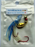 LUMINOUS Hoochie 6cm -Blue Magic #9 with Brass Spinner Blade- One Great Hoochie