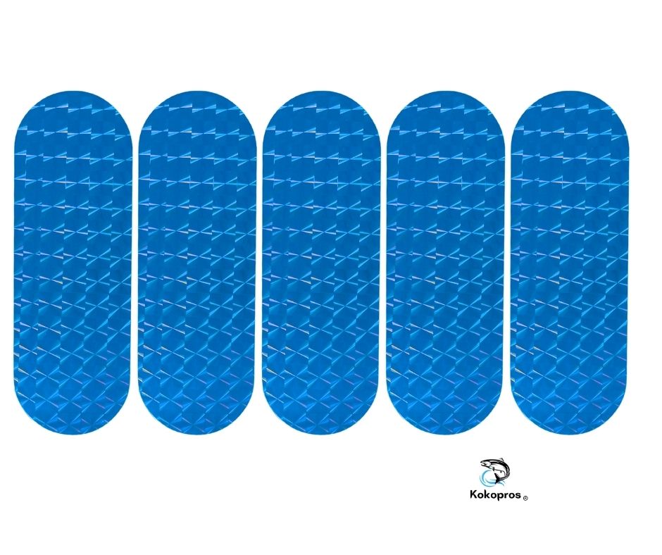 KOKOPROS® blue stickers for 4 3/4-inch skateboard dodgers, 5-pack