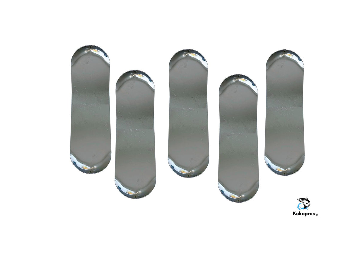 KOKOPROS® silver blank skateboard dodgers, 5-pack, staggered view