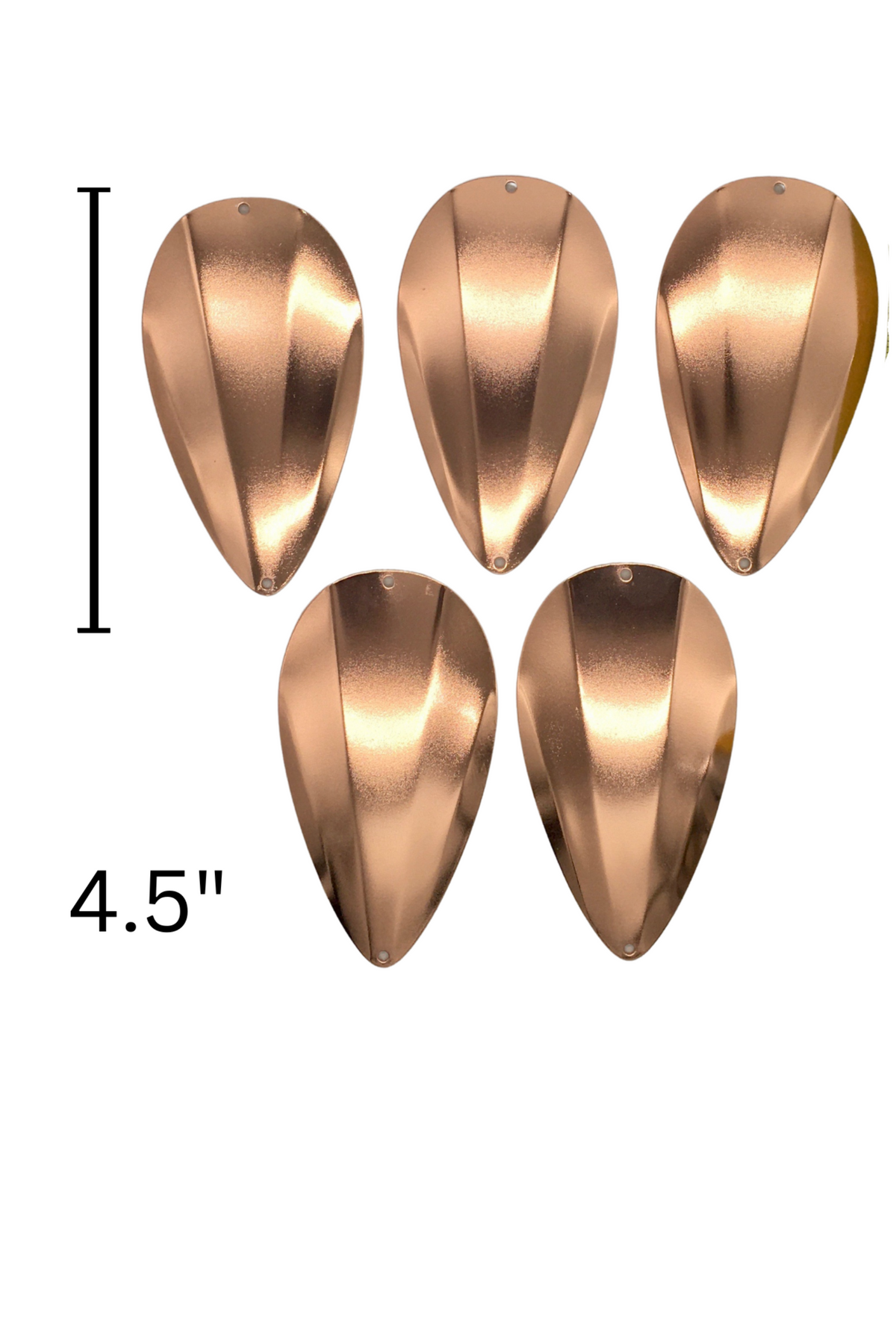 KOKOPROS® copper jet dodger blanks, 5-pack, with size measurement