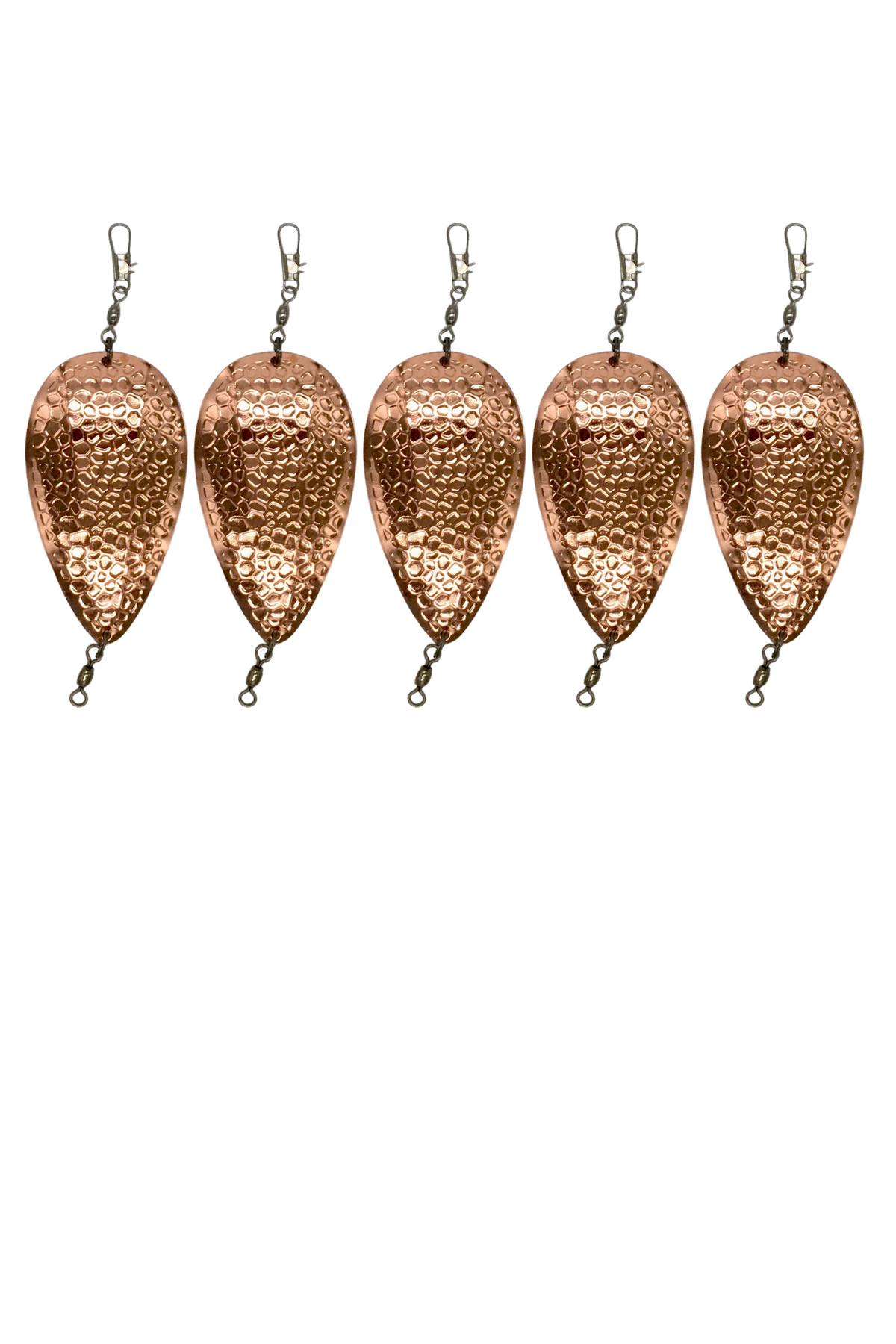KOKOPROS® finished Spring Hammered jet dodgers, 5-pack, Copper shown