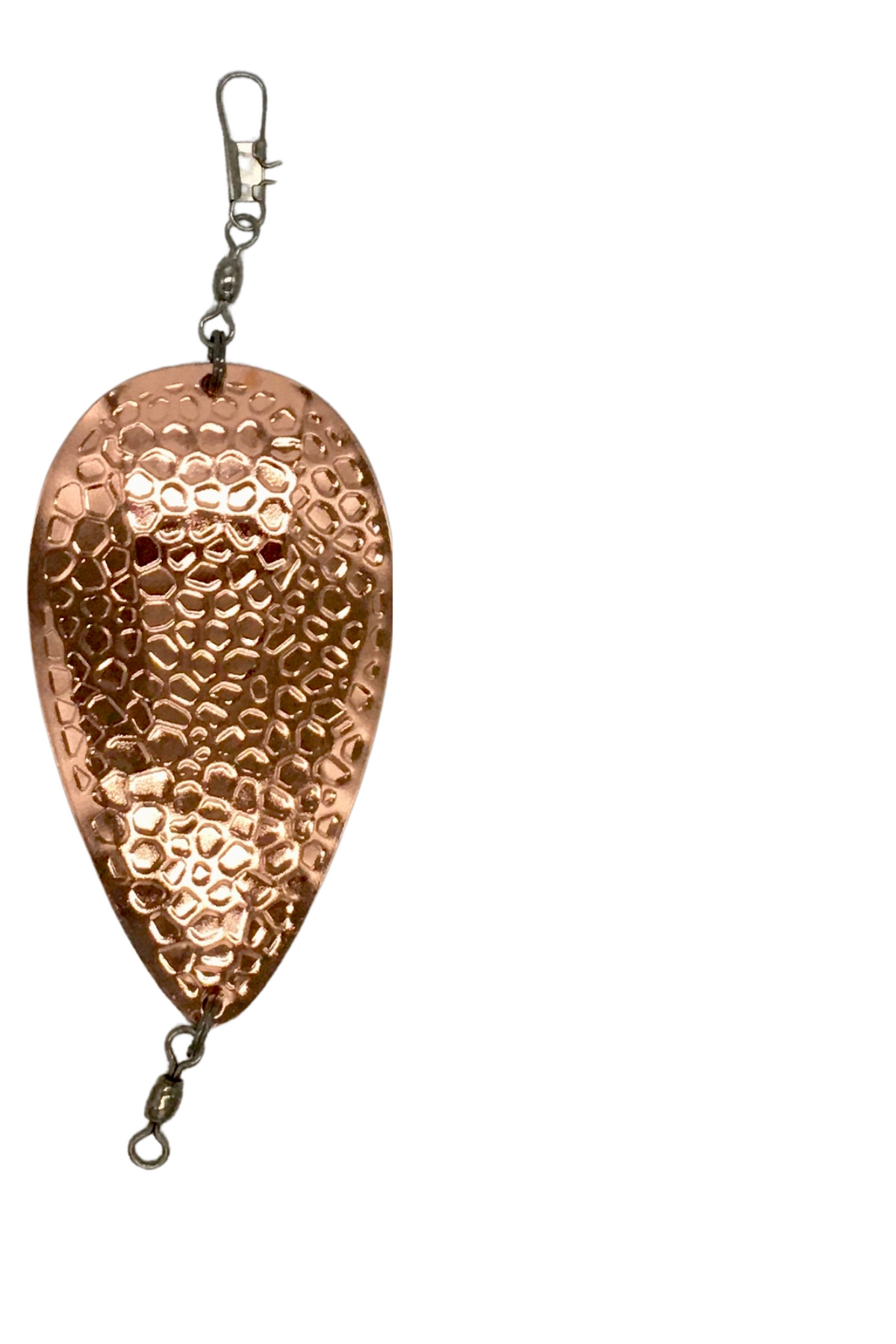 KOKOPROS® finished Spring Hammered jet dodgers, 5-pack, Copper shown, close-up, horizontal view
