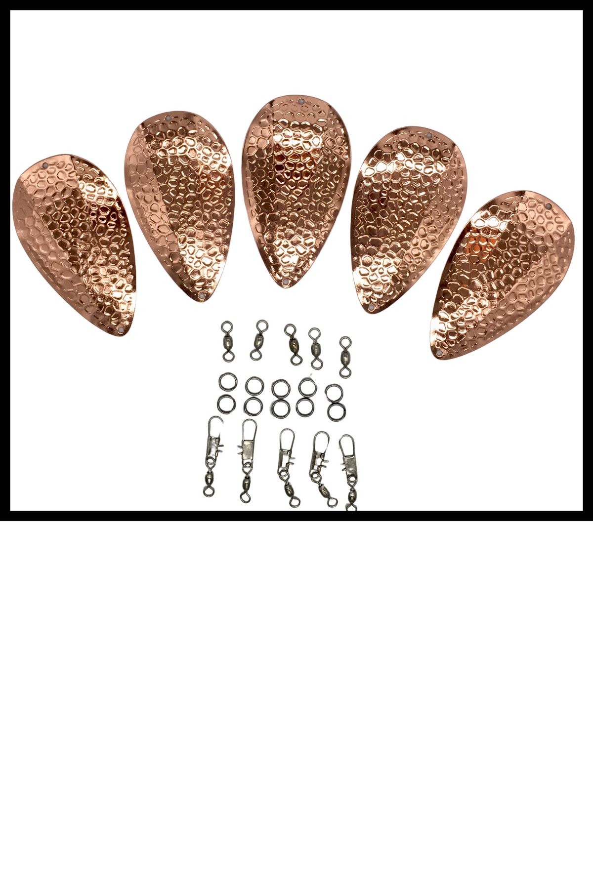 KOKOPROS® DIY Spring Hammered jet dodgers with hardware, 5-pack, Copper shown