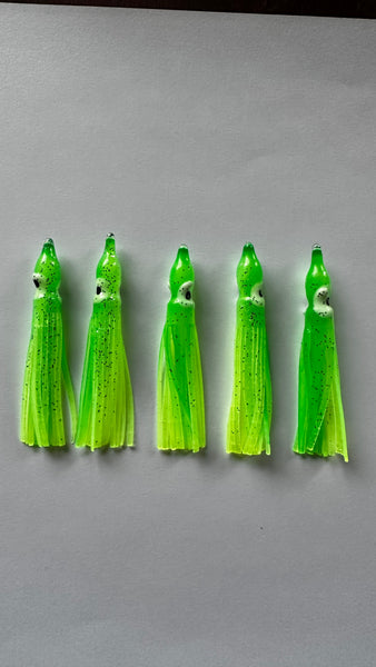 Squid skirts - 5CM LUMINOUS Squid Skirts #10  Green Chartreuse 5-Packs
