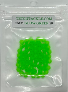 Beads- 50 pack of Glow Green 5mm Beads- Everyone should have these...