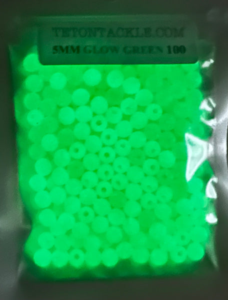 Beads -  ( 5mm)  Glow Green Beads- (100-Pack)