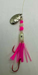 A+ Luminous Micro Hoochie #11 Glow Pink w/Nickle Spinner Blade