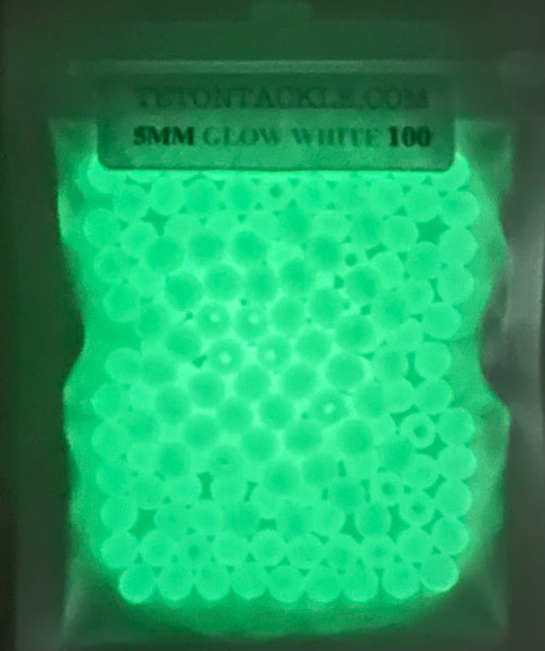 Beads - 100- Pack of 5mm Glow White Beads