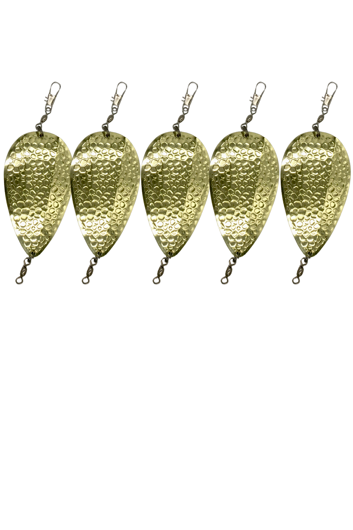 KOKOPROS® finished Spring Hammered jet dodgers, 5-pack, Gold shown