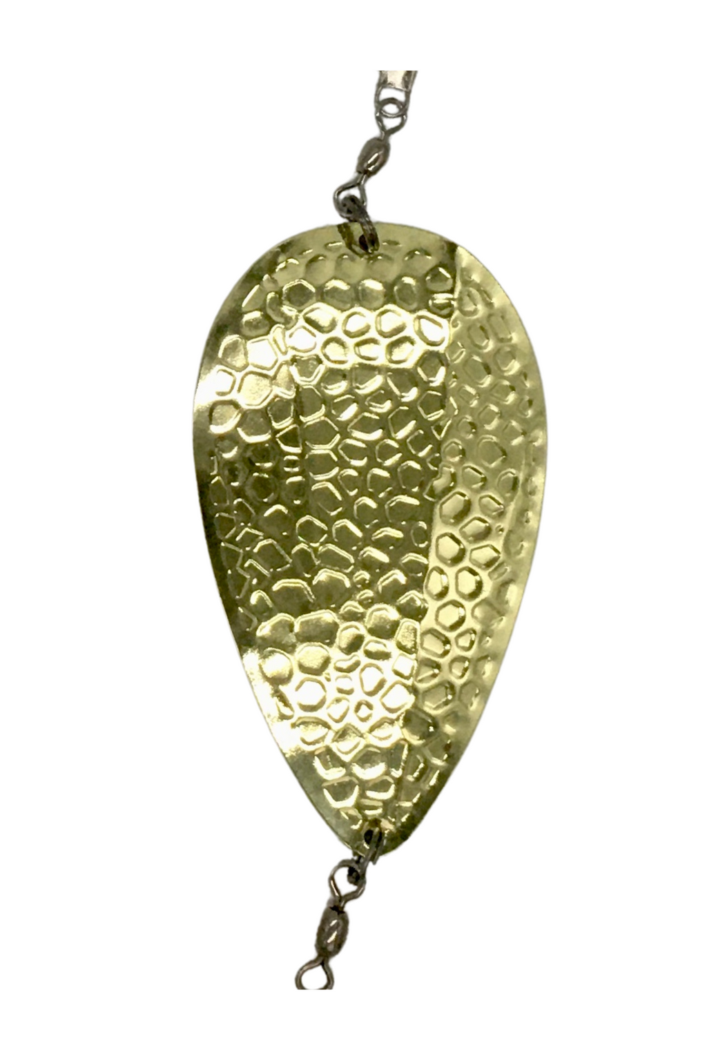 KOKOPROS® finished Spring Hammered jet dodgers, 5-pack, Gold shown, close-up, horizontal view