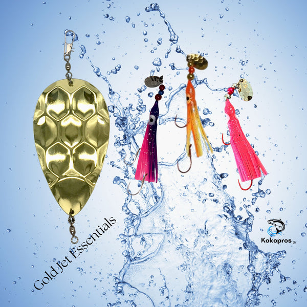 Jet Dodger - KOKOPROS® **Gold Jet Essentials  (Gold Dimple Jet with 3 Hoochies