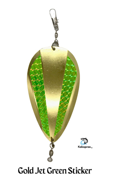 Jet Dodger - KOKOPROS® Golden Jet Dodger with (Bright Green) Reflective Sidebar Stickers