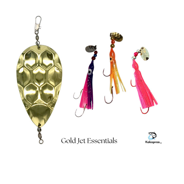 Jet Dodger - KOKOPROS® **Gold Jet Essentials  (Gold Dimple Jet with 3 Hoochies