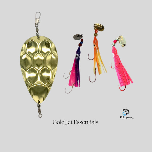 Jet Dodger - KOKOPROS® **Gold Jet Essentials  (Gold Dimple Jet with 3 Hoochies