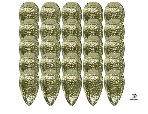 KOKOPROS®  SPRING HAMMERED Jets Dodger Blanks  - Customizable Fishing Gear for Salmon & Trout 25- Pack Choose your color (Gold, Silver & Copper)
