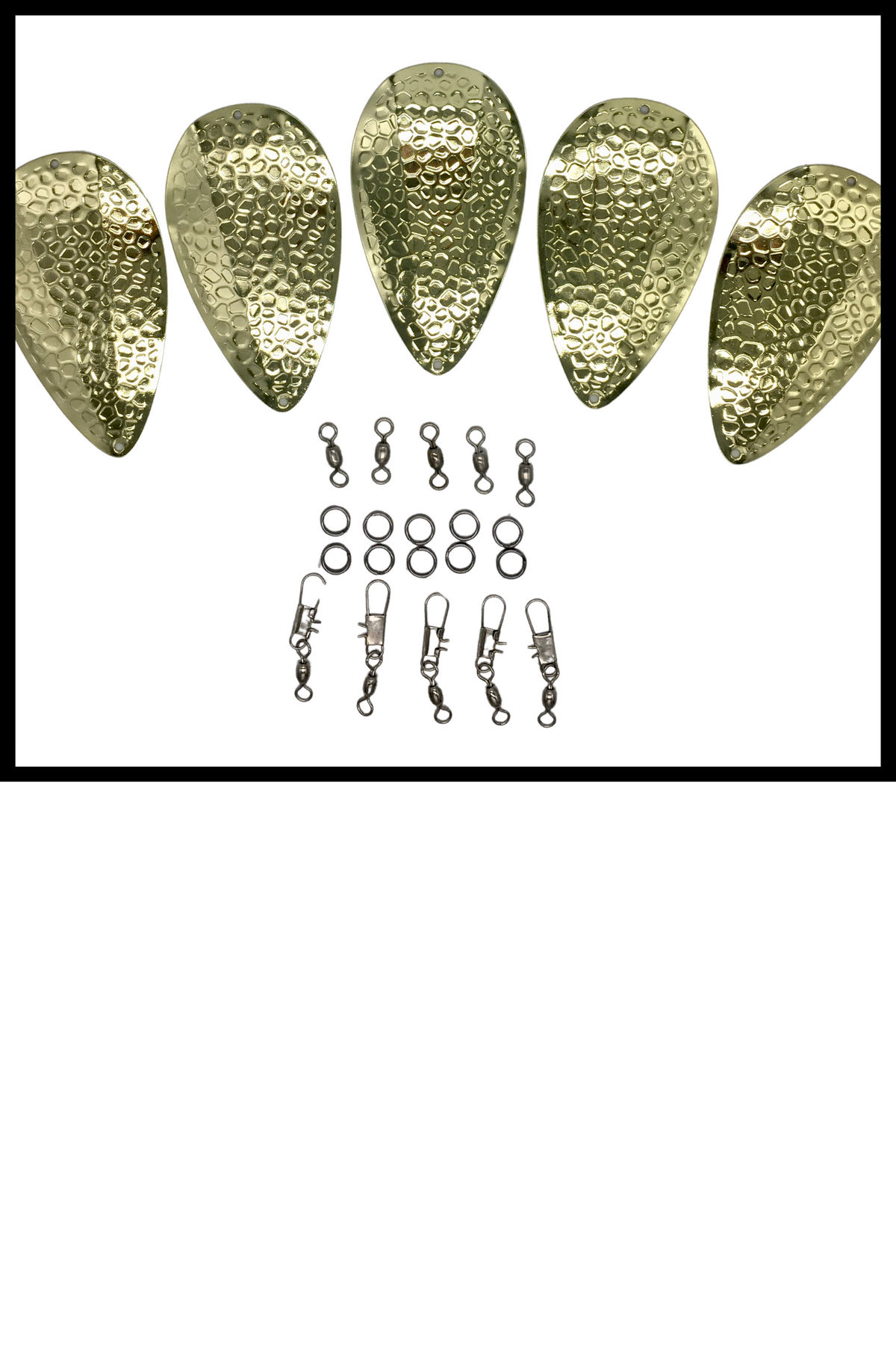 KOKOPROS® DIY Spring Hammered jet dodgers with hardware, 5-pack