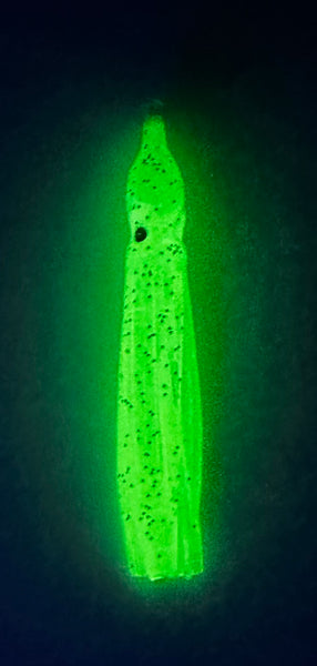 Hoochie - *Premium Green Chartreuse #10  Luminous Octopus Hoochie w/Brass Spinner Blade- 6cm