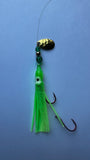 A+ *Premium Green Chartreuse 6cm Octopus Hoochie w/Chartreuse Spinner Blade #10