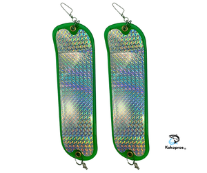 KOKOPROS®  11” Green Machine 360 Salmon Flashers  (2PK) Includes 360° Rotation Fins - Heavy Duty Hardware - Great for Salmon and Trout - Easy to Use
