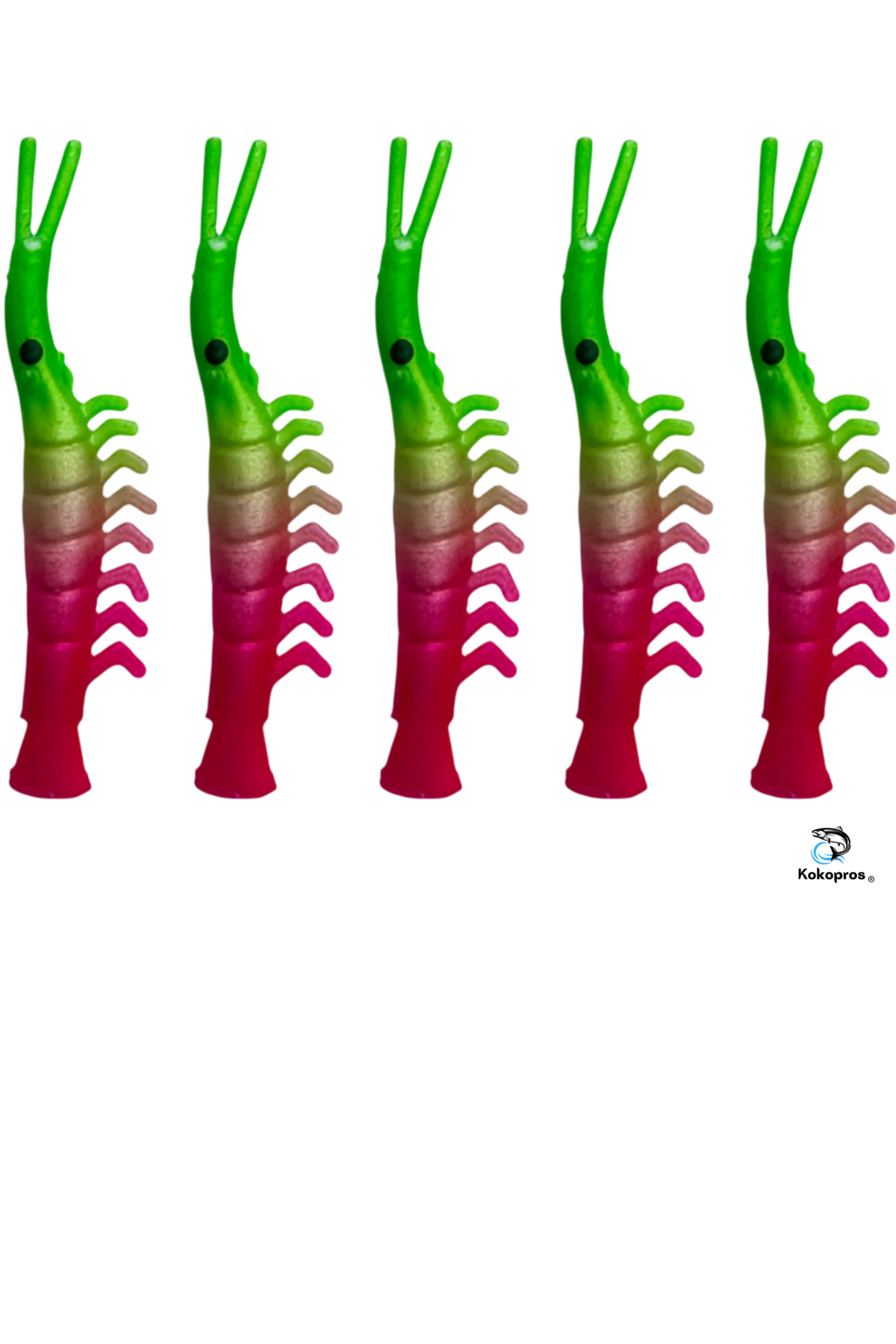 KOKOPROS® UV dyed kokanee shrimp #6, green and pink, 4.5 cm, 5-pack