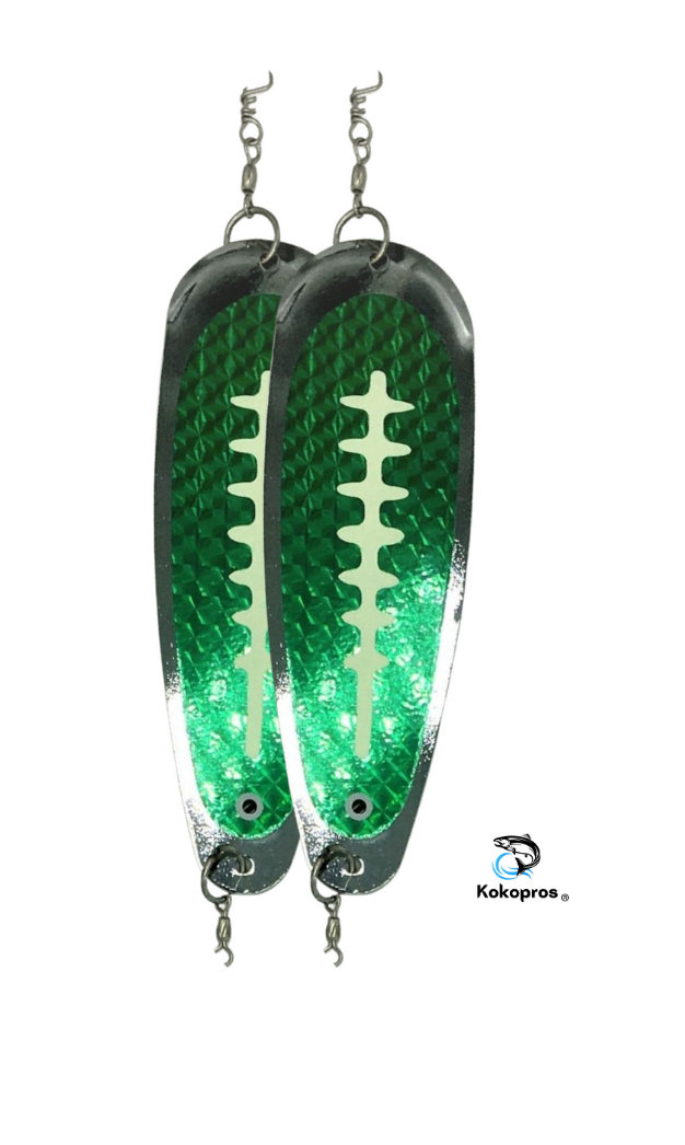 KOKOPROS® chrome-plated green teardrop flashers with ladders, 5 1/2-inch, 2-pack, alternate view