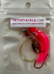 A+ LUMNOUS Hoochies-  6cm Hot Pink #2  with Hammered Nickel Spinner Blade #2-