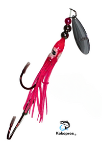 Salmon Tackle -Kokopros® Hot Pink #2- 4/0 Snells- Luminous Salmon Hoochie Kokopros Spinner Blade (SNELL)