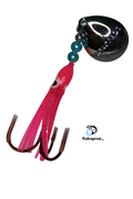 KOKOPROS® Hot Pink #2 luminous salmon hoochie, 2/0 treble, spinner blade