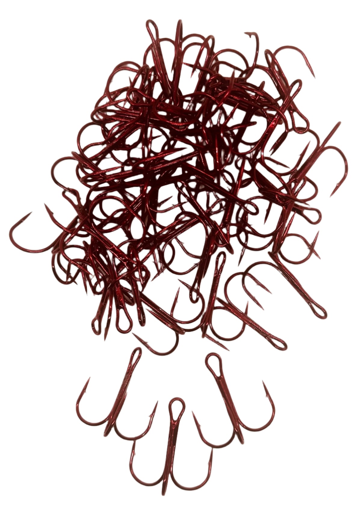 KOKOPROS® red treble hooks, size 2/0, 50-pack