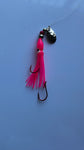 A+ LUMNOUS Hoochies-  6cm Hot Pink #2  with Hammered Nickel Spinner Blade #2-