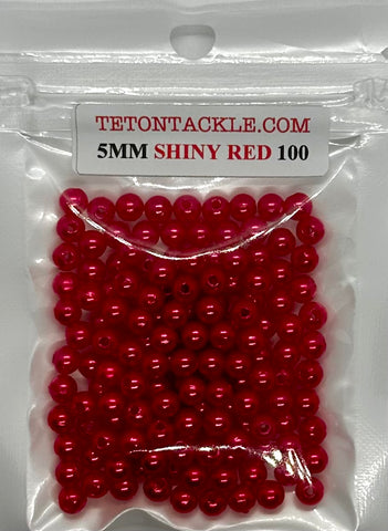 Beads - 100-Pack Premium Shiny Red 5mm Beads-