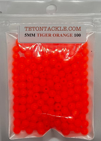 Beads - -100- Premium Tiger Orange 5mm Beads