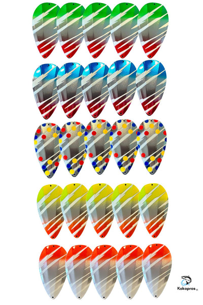 KOKOPROS® Jet Squadron Airbrushed Jet Dodgers (25 PK Blanks) 4 1/2-inch for Kokanee Salmon Fishing