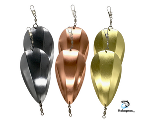 KOKOPROS ® Jet Dodgers  Silver, Copper, Gold  Color 4 1/2 inch  6 - PK Reflective Design for Effective Salmon Fishing
