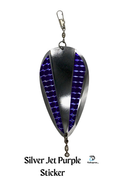 Jet Dodger - KOKOPROS® Silver Jet Dodger with Reflective (Bright Purple) Sidebars-