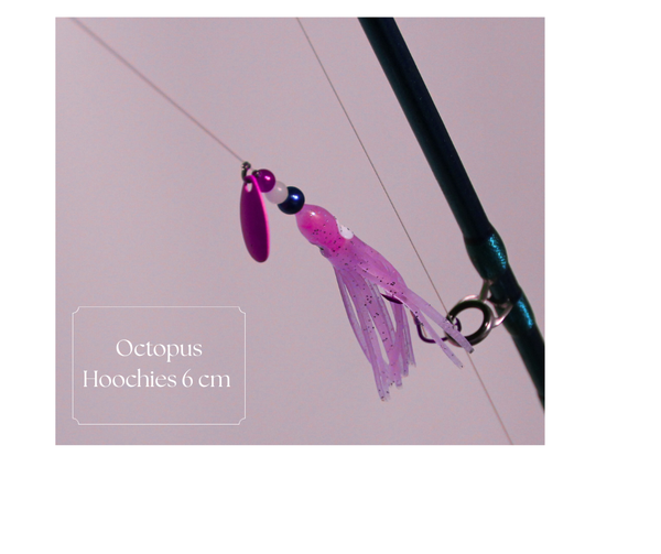 KOKOPROS® Hoochies - Hot Pink Luminous Octopus Hoochies  6cm  5 PK