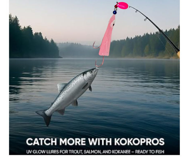 KOKOPROS® Hoochies- Lt Pink #1 Luminous Octopus Hoochies  6cm 5 PK