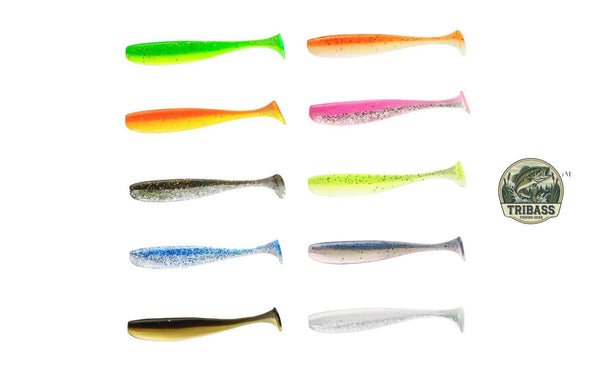 TRIBASS™ Bass Paddle Bait Soft Lures for Bass and Trout Multicolor 50 Pack with case