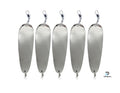 KOKOPROS® silver teardrop flashers with hardware, 5 1/2-inch, 5-pack